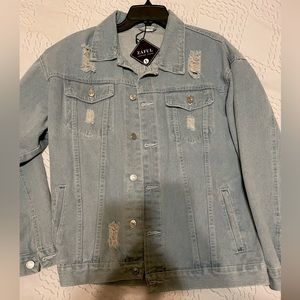 Denim jacket with rips, light wash, never worn brand new